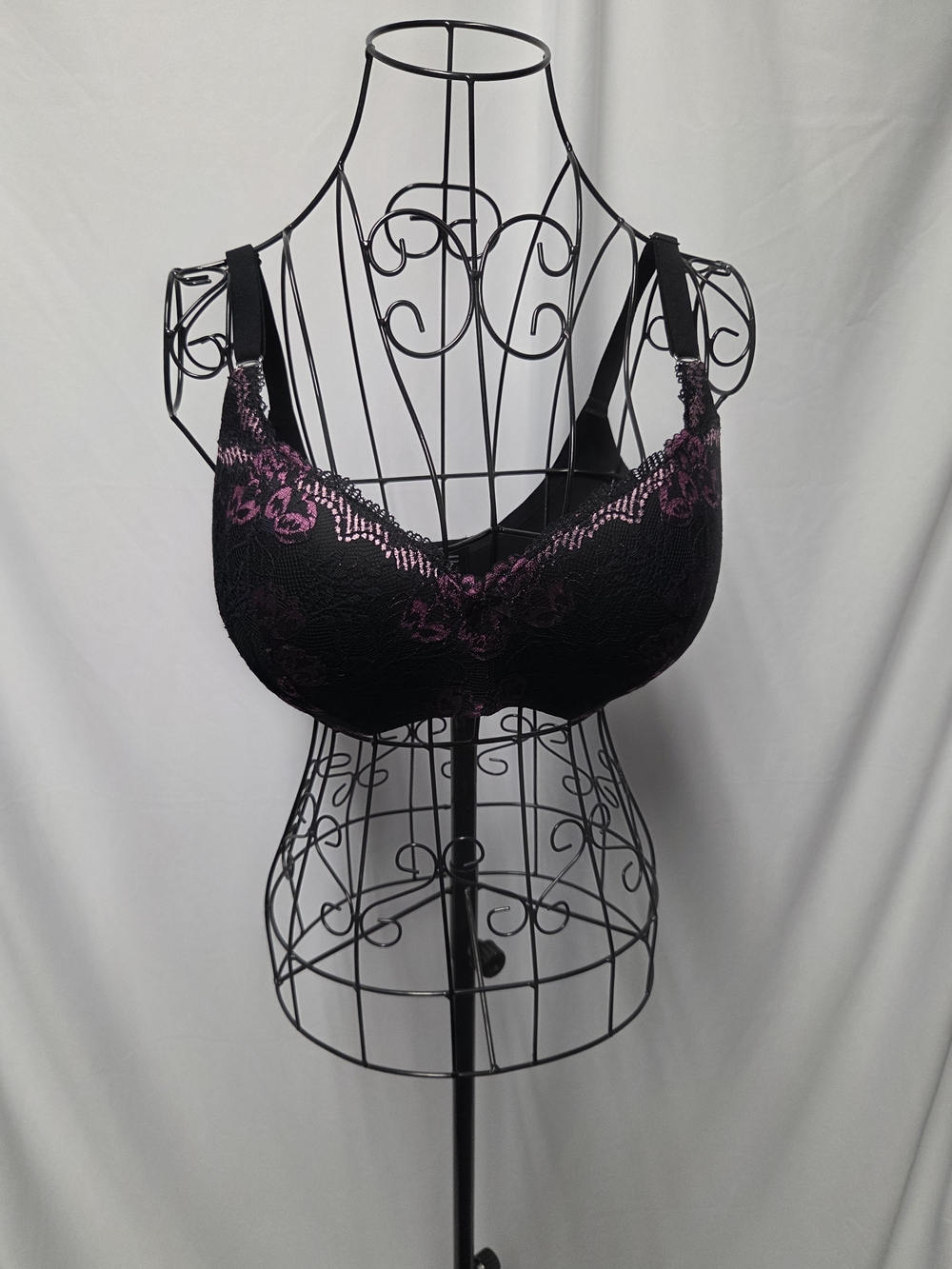 Black & Purple Lace Support Bra